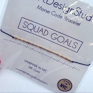 ✨NWT✨Morse Code “squad Goals” Bracelet, 24k/Black Cord
